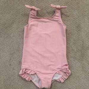 Ruffle Butts Pink Bow One Piece Bodysuit
